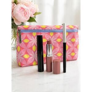 NEW CLINIQUE 3 Piece Makeup Set Mascara Eyeliner Lipstick + Pouch